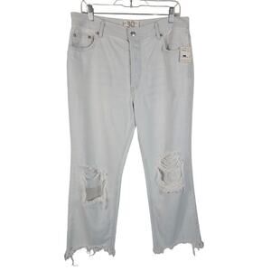 We The Free Free People Maggie Mid Rise Distroyed Frayed Hem Jeans 30 NWT